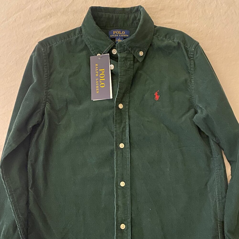 Ralph Lauren Polo - Green Corduroy - Button Down - Size 7 - NWT.